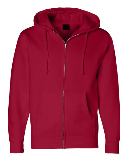 Independent Trading Co. IND4000Z Heavyweight Full-Zip Hooded Sweatshirt in Red