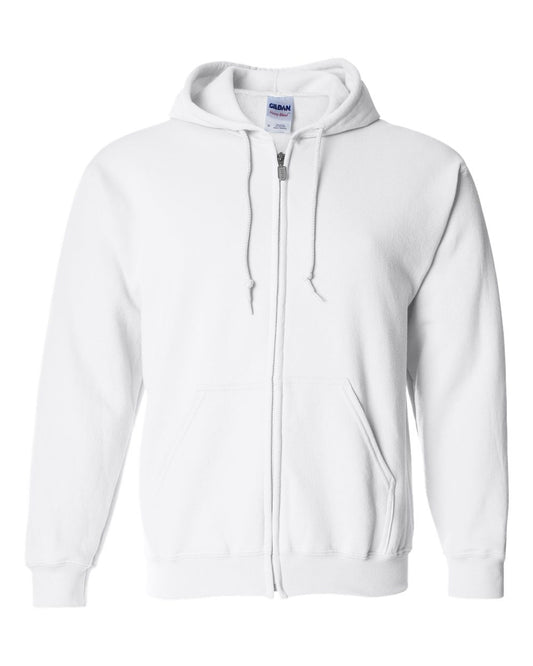 Gildan 18600 Heavy Blend Full-Zip Hooded Sweatshirt in White