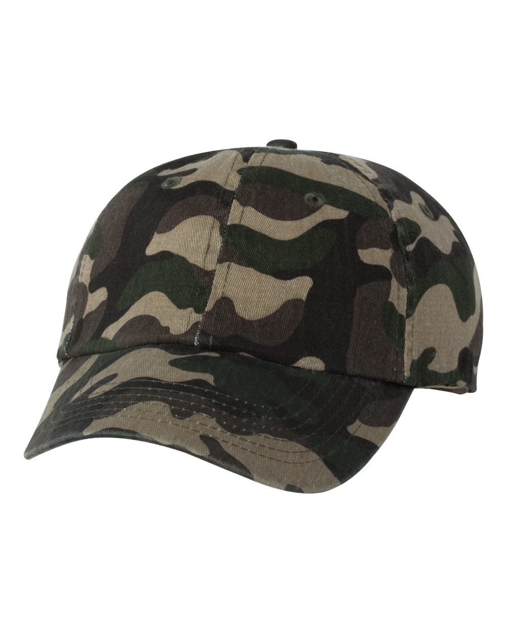 Valucap VC300A Bio-Washed Classic Dad Hat in Green Camo