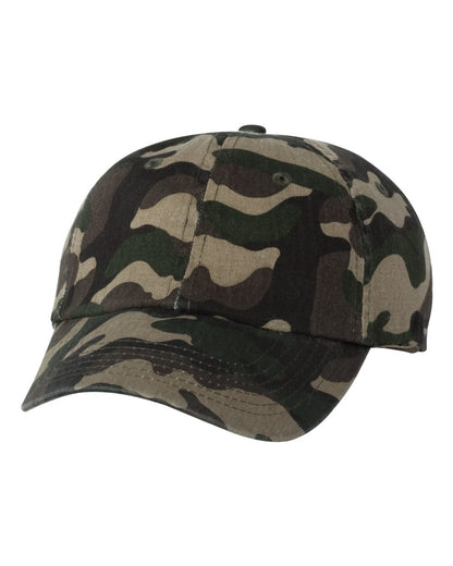 Valucap VC300A Bio-Washed Classic Dad Hat in Green Camo
