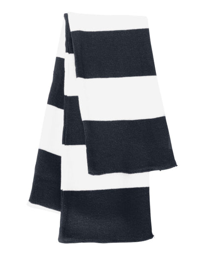 Sportsman SP02 Rugby-Striped Knit Scarf in Navy/White