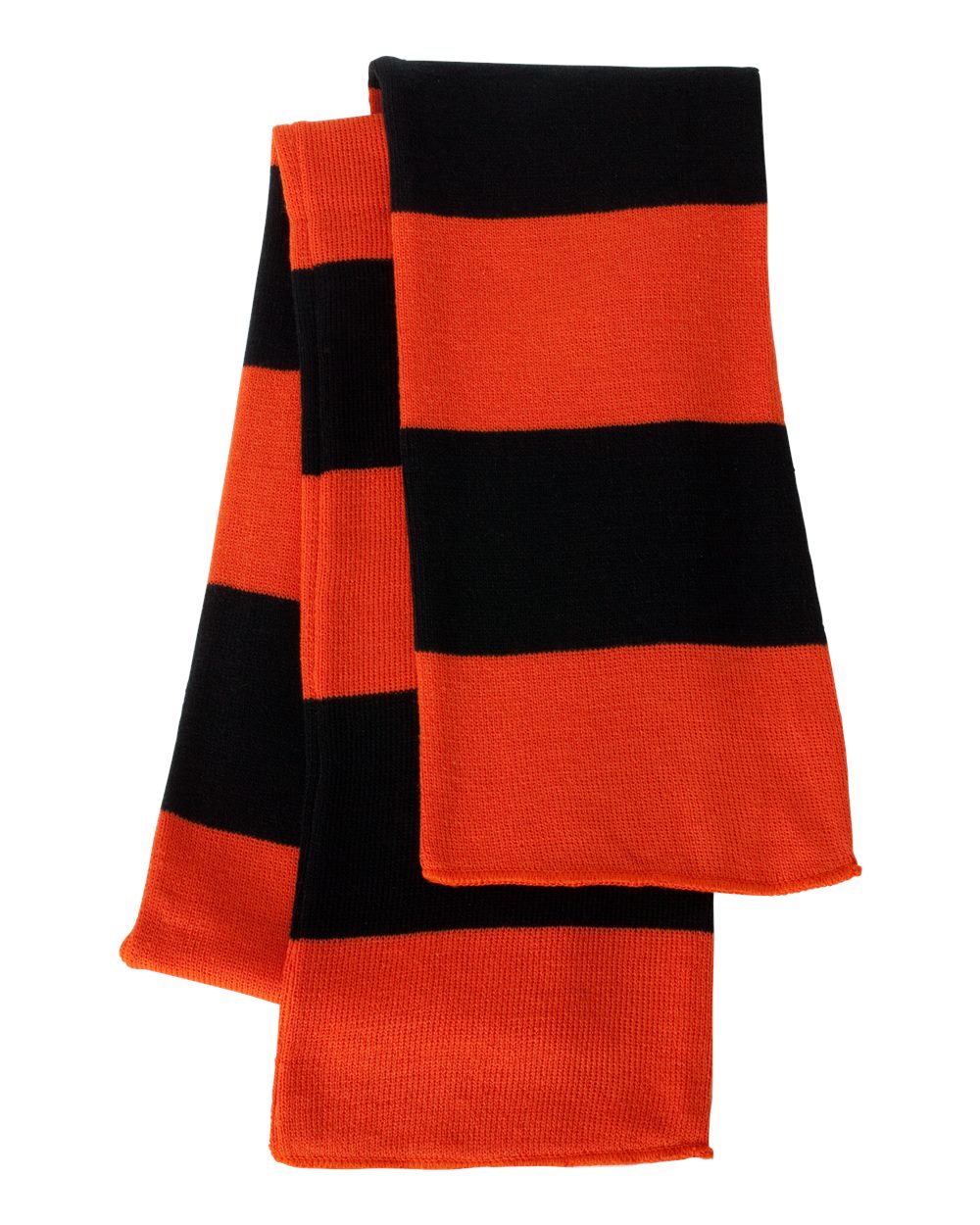 Sportsman SP02 Rugby-Striped Knit Scarf in Orange/Black
