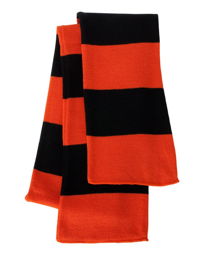 Sportsman SP02 Rugby-Striped Knit Scarf in Orange/Black