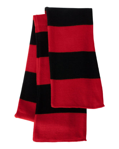 Sportsman SP02 Rugby-Striped Knit Scarf in Red/Black