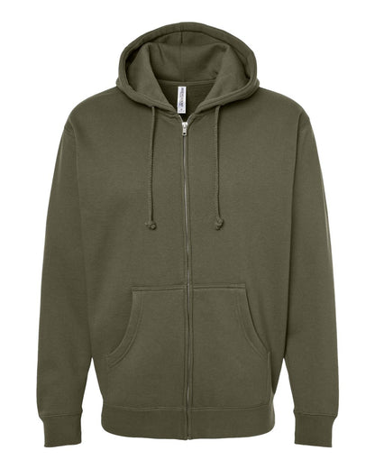 Independent Trading Co. IND4000Z Heavyweight Full-Zip Hooded Sweatshirt in Army