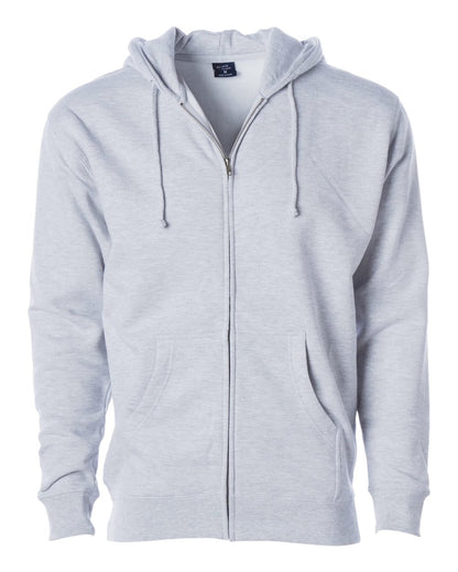Independent Trading Co. IND4000Z Heavyweight Full-Zip Hooded Sweatshirt in Ash Heather