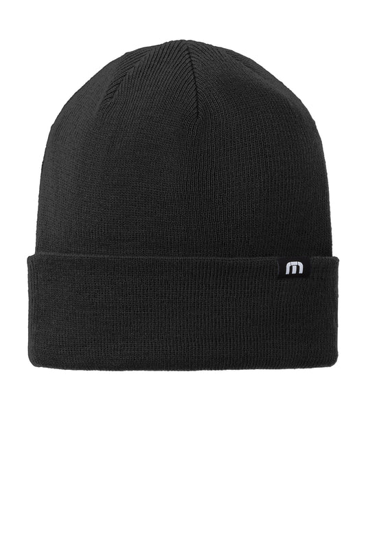 TravisMathew Solid Cuffed Beanie in Black, style TM1MY394