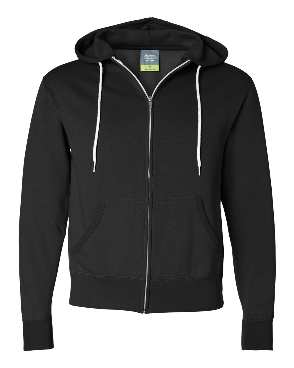 Independent Trading Co. AFX90UNZ Lightweight Full-Zip Hoodie in Black