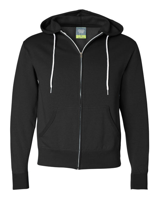 Independent Trading Co. AFX90UNZ Lightweight Full-Zip Hoodie in Black