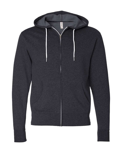 Independent Trading Co. AFX90UNZ Lightweight Full-Zip Hoodie in Charcoal Heather