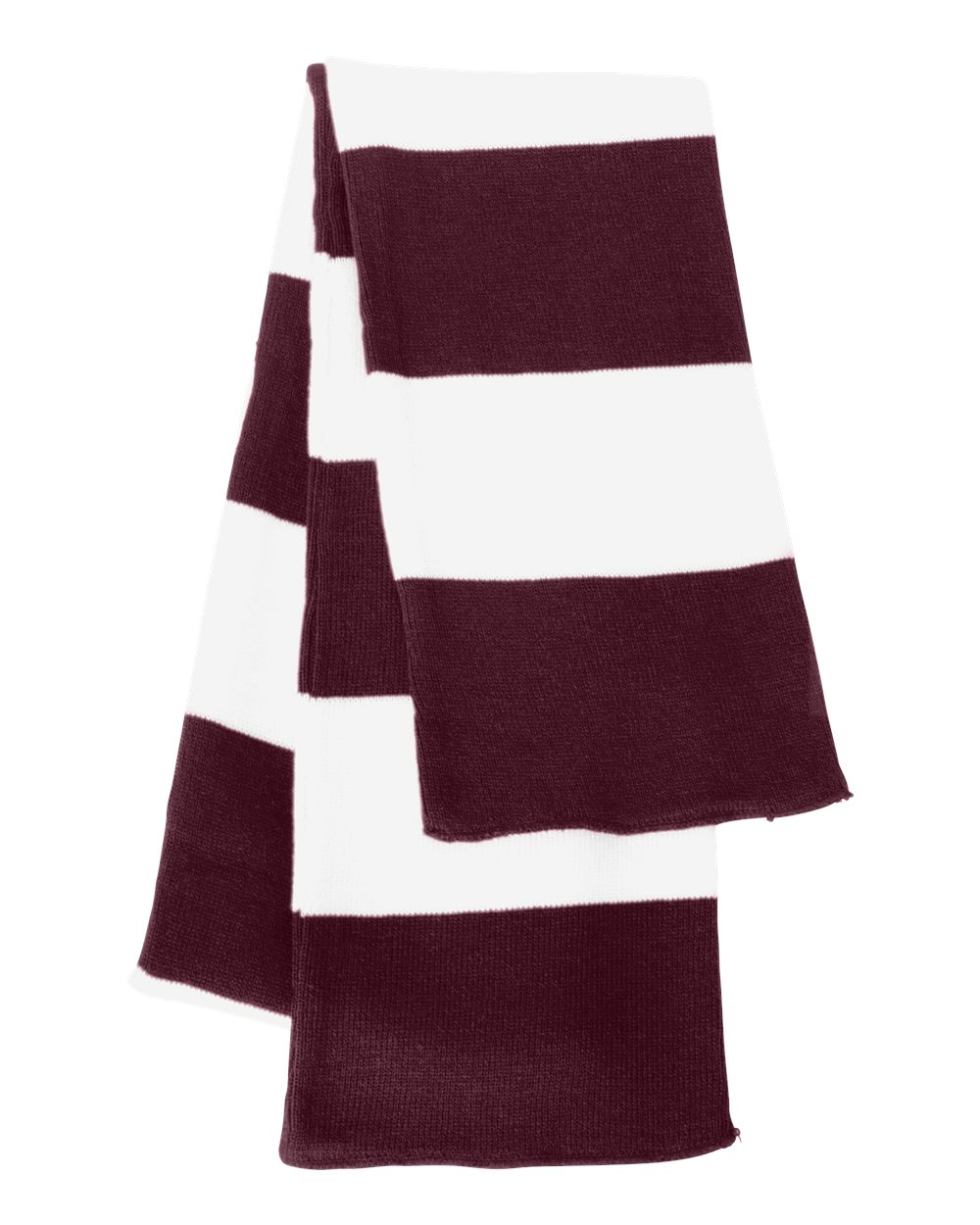 Sportsman SP02 Rugby-Striped Knit Scarf in Maroon/White