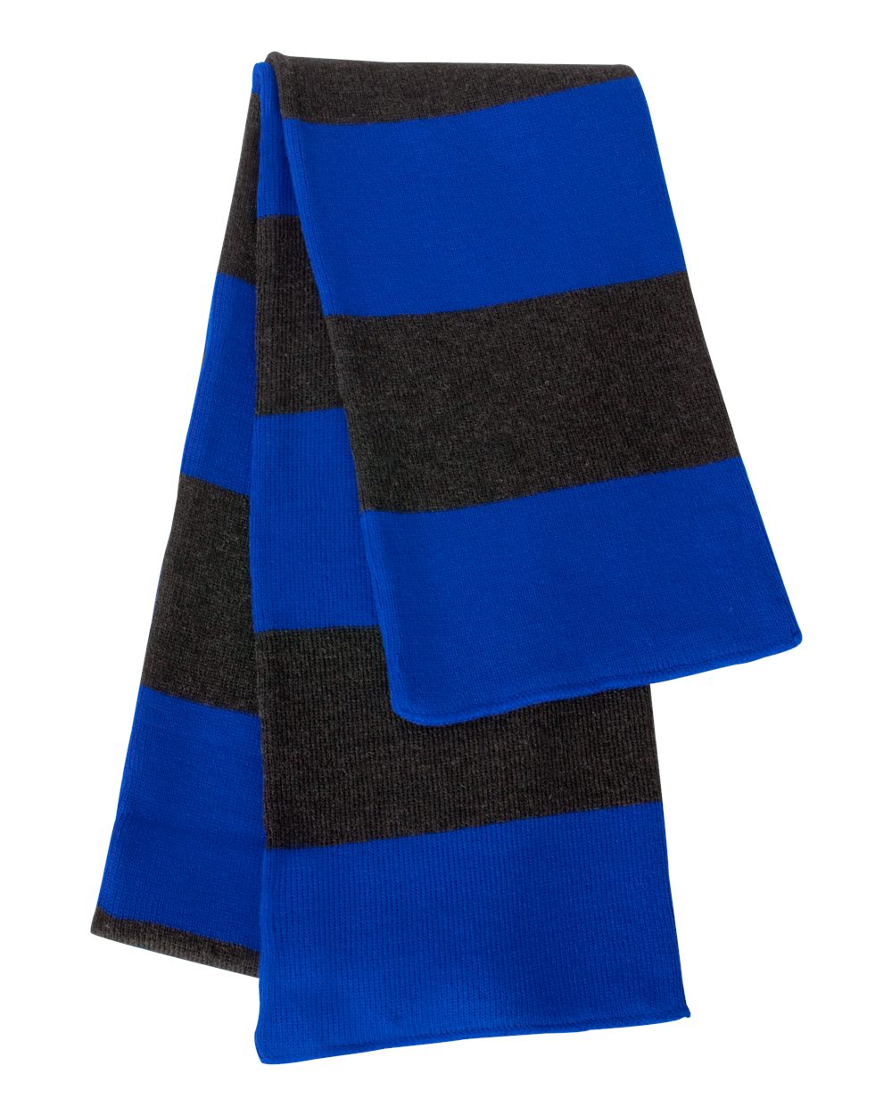 Sportsman SP02 Rugby-Striped Knit Scarf in Royal/Charcoal