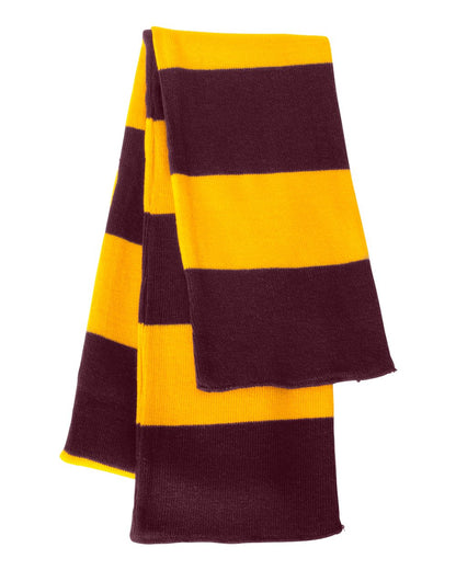Sportsman SP02 Rugby-Striped Knit Scarf in Maroon/Gold