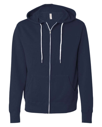 Independent Trading Co. AFX90UNZ Lightweight Full-Zip Hoodie in Classic Navy