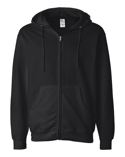 Independent Trading Co. SS4500Z Midweight Full-Zip Hooded Sweatshirt in Black