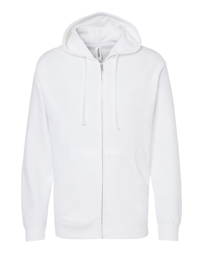 Independent Trading Co. SS4500Z Midweight Full-Zip Hooded Sweatshirt in White