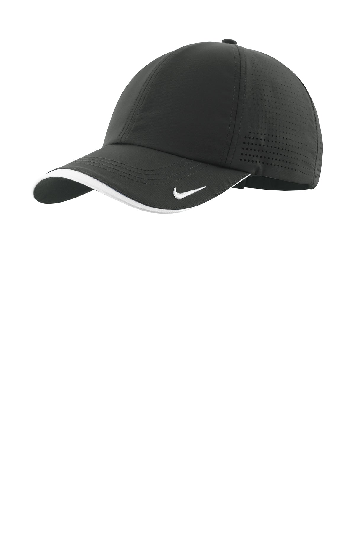 Nike Dri-FIT Perforated Performance Cap in Anthracite/ White, style NKFB6445