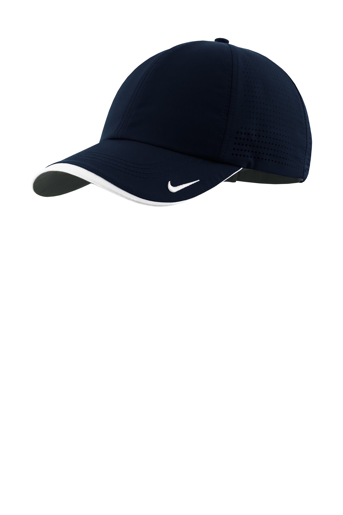 Nike Dri-FIT Perforated Performance Cap in Navy/ White, style NKFB6445