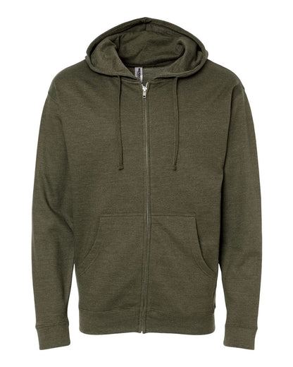 Independent Trading Co. SS4500Z Midweight Full-Zip Hooded Sweatshirt in Army Heather