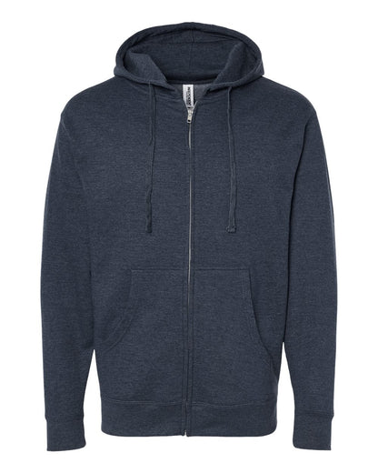 Independent Trading Co. SS4500Z Midweight Full-Zip Hooded Sweatshirt in Classic Navy Heather