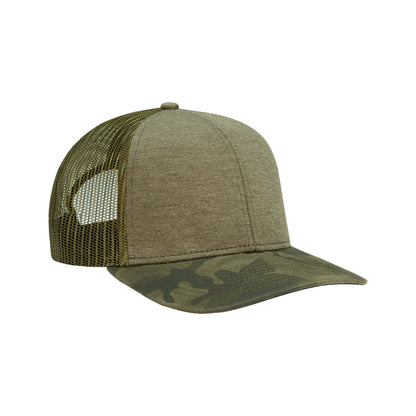 DRI DUCK Pique Camo Trucker Hat - Olive Camo