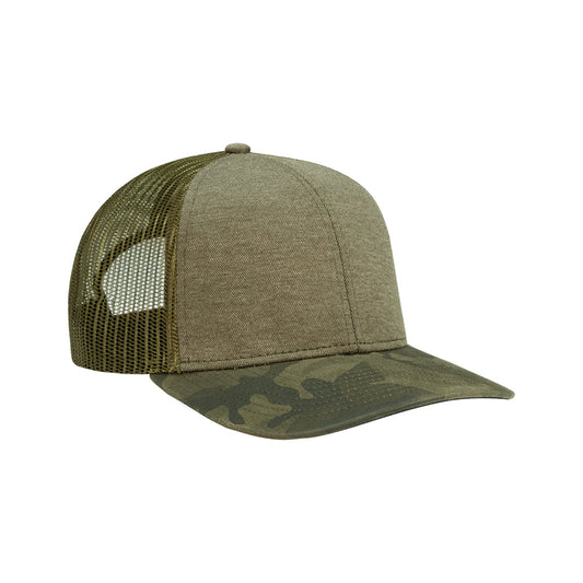 DRI DUCK Pique Camo Trucker Hat - Olive Camo