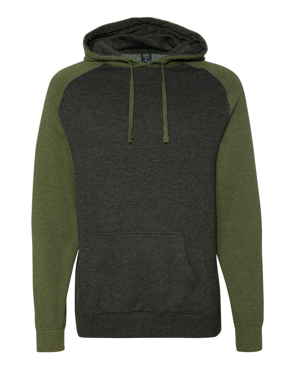 Independent Trading Co. IND40RP Raglan Hooded Sweatshirt in Charcoal Heather/Army Heather