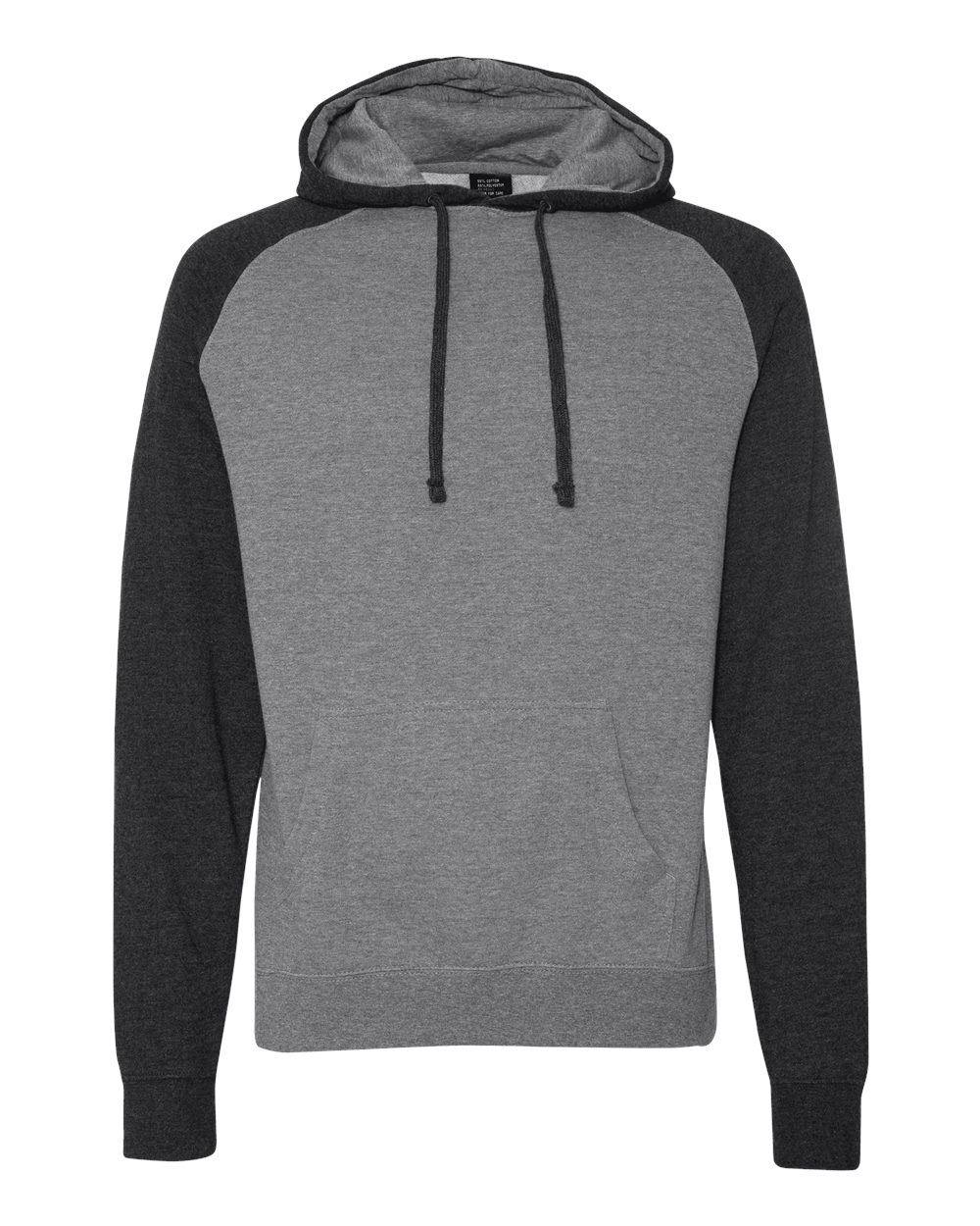 Independent Trading Co. IND40RP Raglan Hooded Sweatshirt in Gunmetal Heather/Charcoal Heather