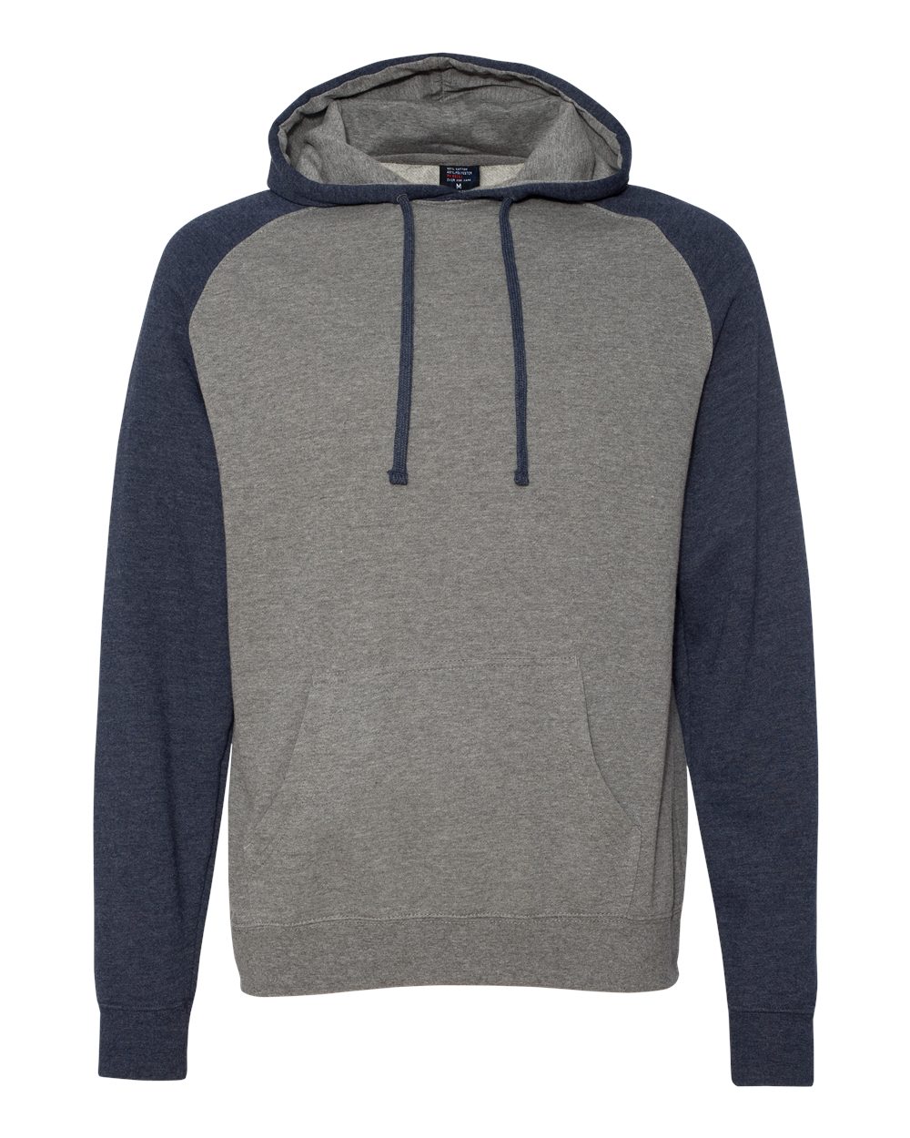 Independent Trading Co. IND40RP Raglan Hooded Sweatshirt in Gunmetal Heather/Classic Navy Heather