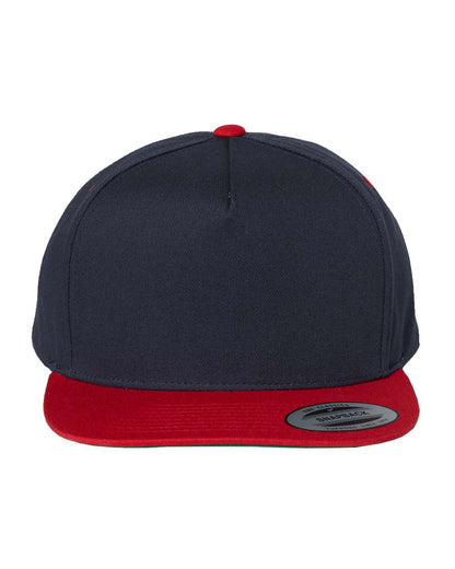 YP Classics 6007 Five-Panel Cotton Twill Snapback in Navy/Red