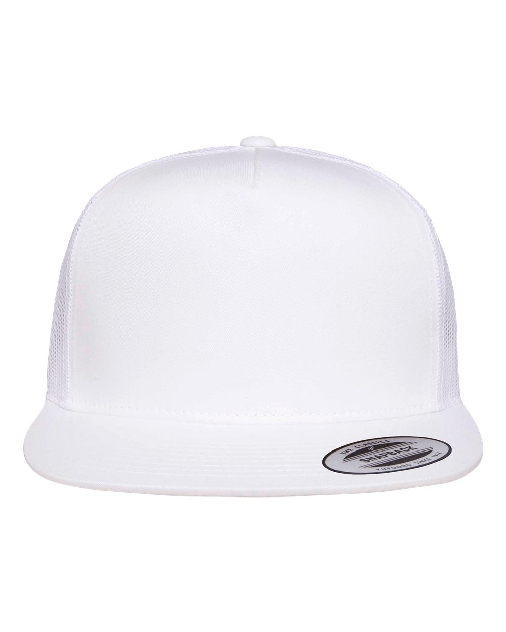 YP Classics 6006 Five-Panel Flat Bill Trucker Cap in White