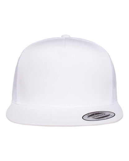 YP Classics 6006 Five-Panel Flat Bill Trucker Cap in White