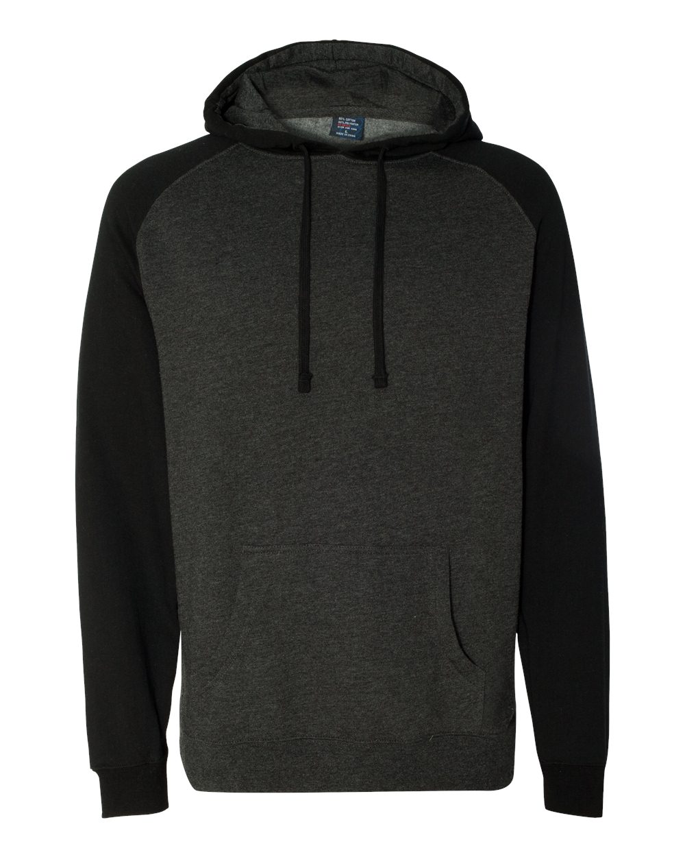 Independent Trading Co. IND40RP Raglan Hooded Sweatshirt in Charcoal Heather/Black