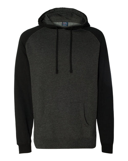 Independent Trading Co. IND40RP Raglan Hooded Sweatshirt in Charcoal Heather/Black