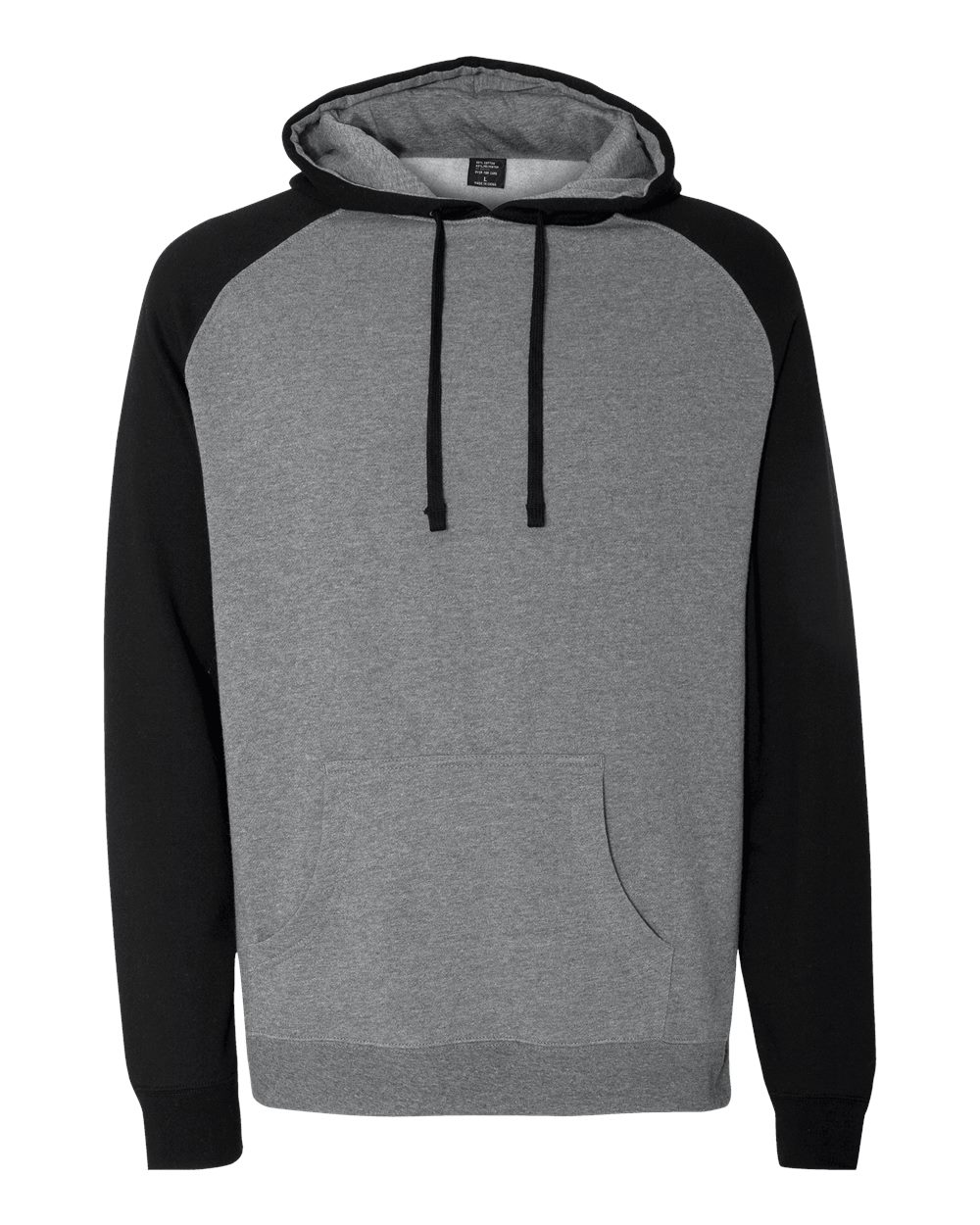 Independent Trading Co. IND40RP Raglan Hooded Sweatshirt in Gunmetal Heather/Black