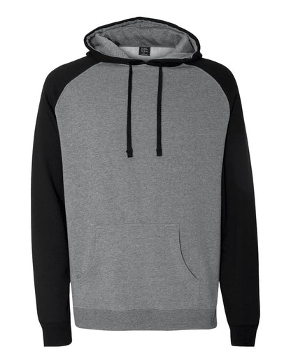 Independent Trading Co. IND40RP Raglan Hooded Sweatshirt in Gunmetal Heather/Black