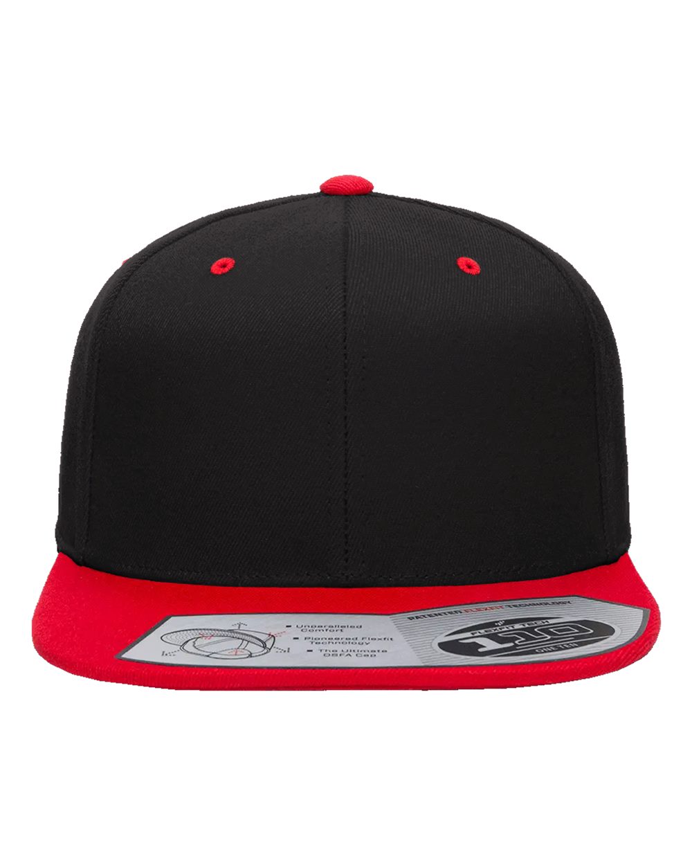 Flexfit 110F Wool Blend Flat Bill Snapback in Black/Red