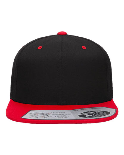 Flexfit 110F Wool Blend Flat Bill Snapback in Black/Red