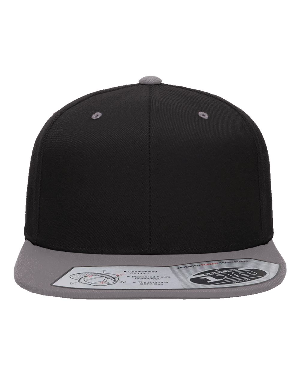 Flexfit 110F Wool Blend Flat Bill Snapback in Black/Grey