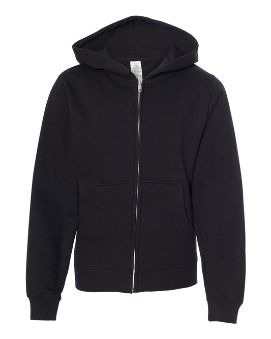 Independent Trading Co. SS4001YZ Youth Midweight Full-Zip Hoodie in Black