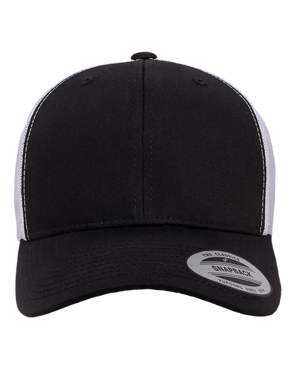 YP Classics 6606 Retro Trucker Cap in Black/White