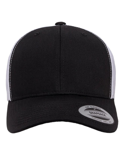 YP Classics 6606 Retro Trucker Cap in Black/White