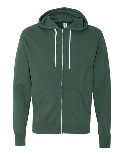 Independent Trading Co. AFX90UNZ Lightweight Full-Zip Hoodie in Alpine Green