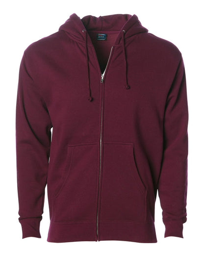 Independent Trading Co. IND4000Z Heavyweight Full-Zip Hooded Sweatshirt in Maroon