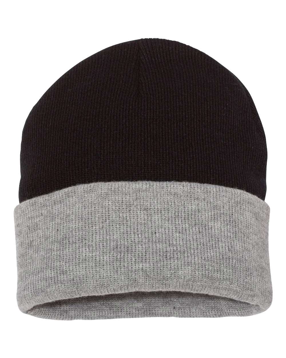 Sportsman SP12T 12" Color Blocked Cuffed Beanie in Black/Heather