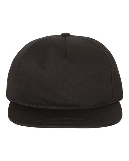 YP Classics 6502 Unstructured Five-Panel Snapback in Black