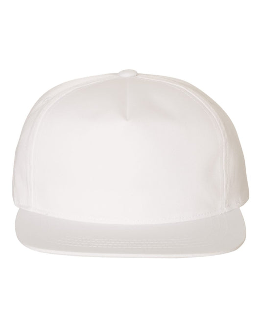 YP Classics 6502 Unstructured Five-Panel Snapback in White