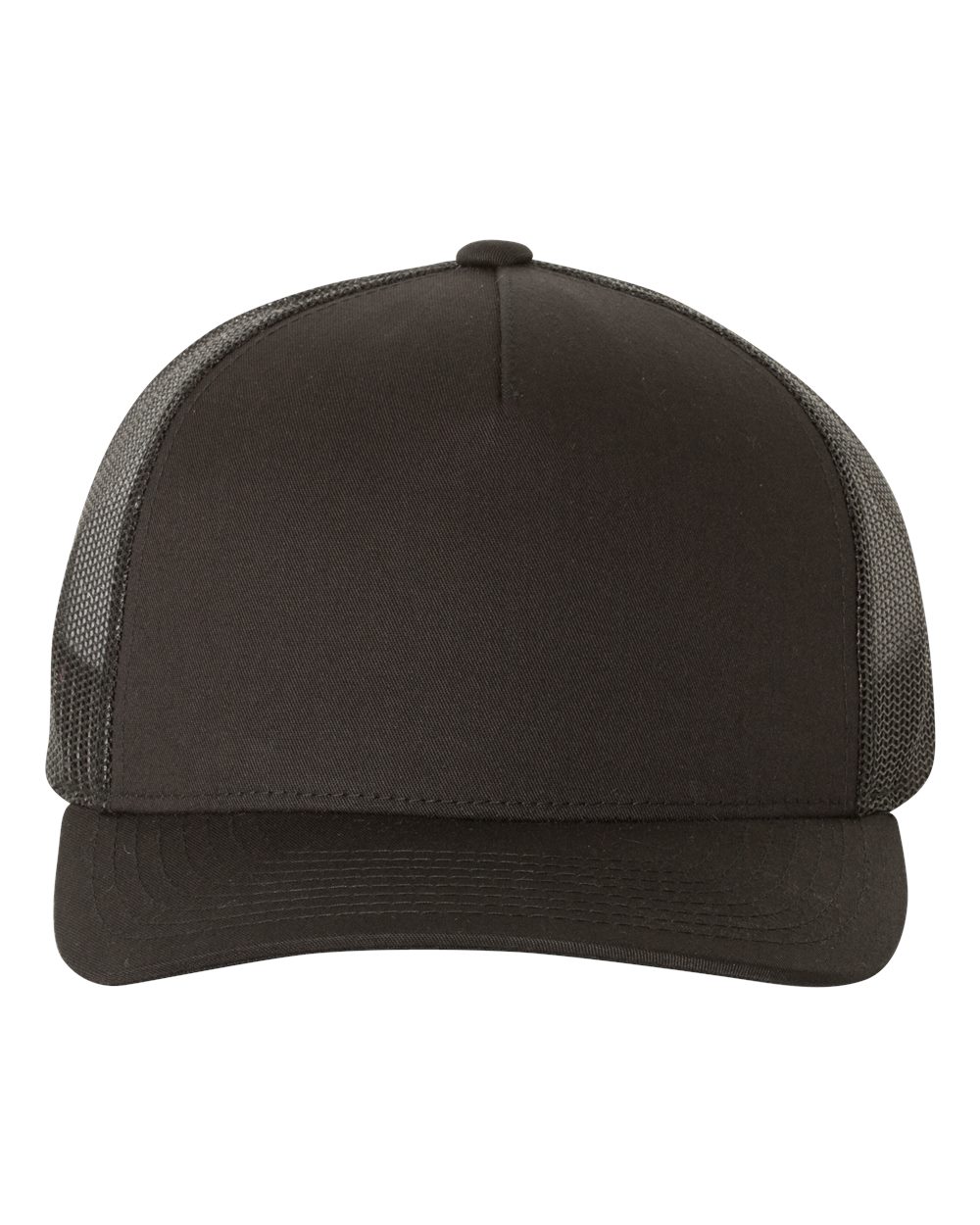 YP Classics 6506 Five-Panel Retro Trucker Cap in Black