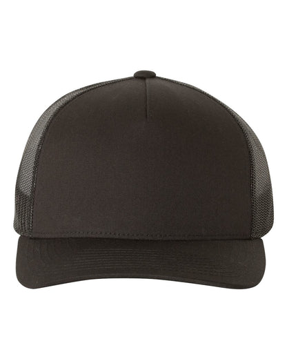 YP Classics 6506 Five-Panel Retro Trucker Cap in Black