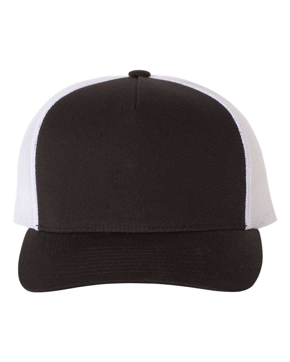 YP Classics 6506 Five-Panel Retro Trucker Cap in Black/White